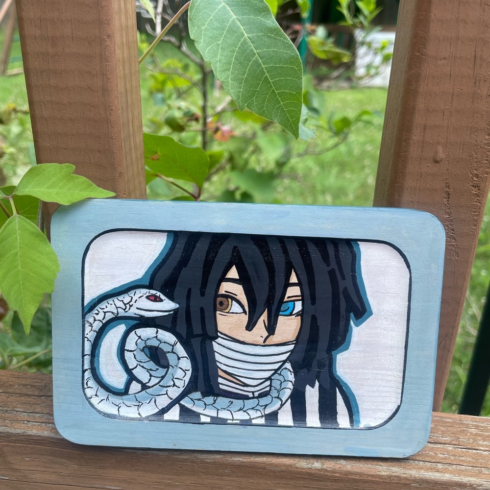 Handmade Demon Slayer Kimetsu no Yaiba Obanai Iguro Wood Painting